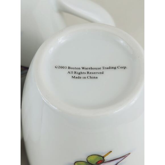 Boston Warehouse Coffee Mug Tea Cup 2003 Martini Design 4 1/4" Porcelain x5 - Picture 14 of 15